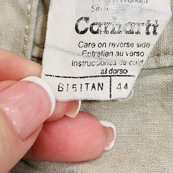 Carhartt Pants Mens 44x31Tan Khaki B151 Canvas Work Dungaree Utility Carpenter - Picture 4 of 9